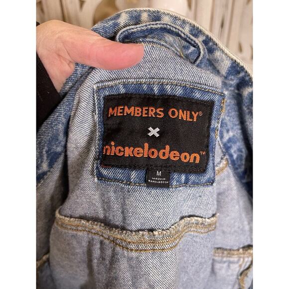 Nickelodeon Members Only Jacket Blue Denim SpongeBob Graphic Trucker Medium - Picture 3 of 7